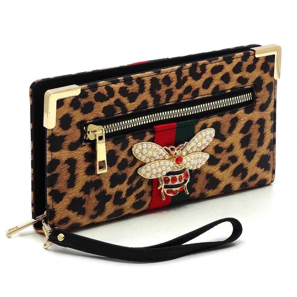 Bee Stripe Clutch Wallet- Wristlet